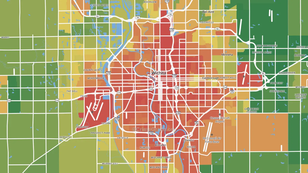 Sedgwick County, KS Map of Assault Rates