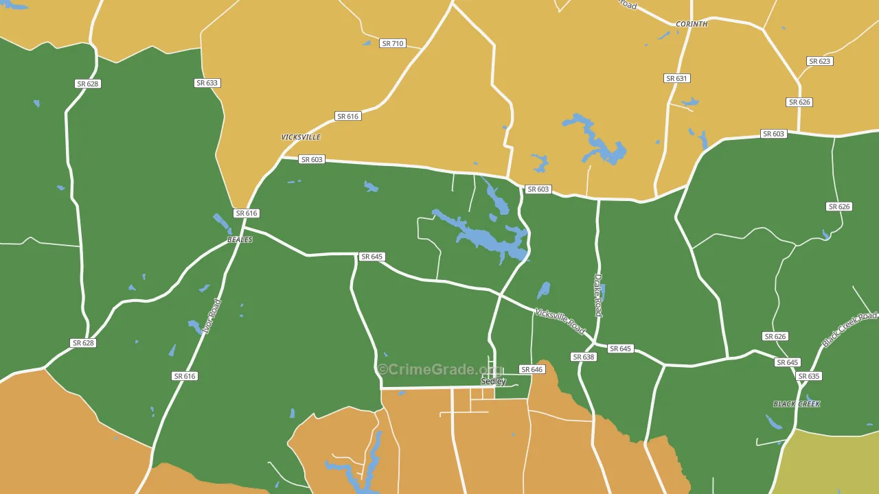 Sedley, VA Map of Assault Rates