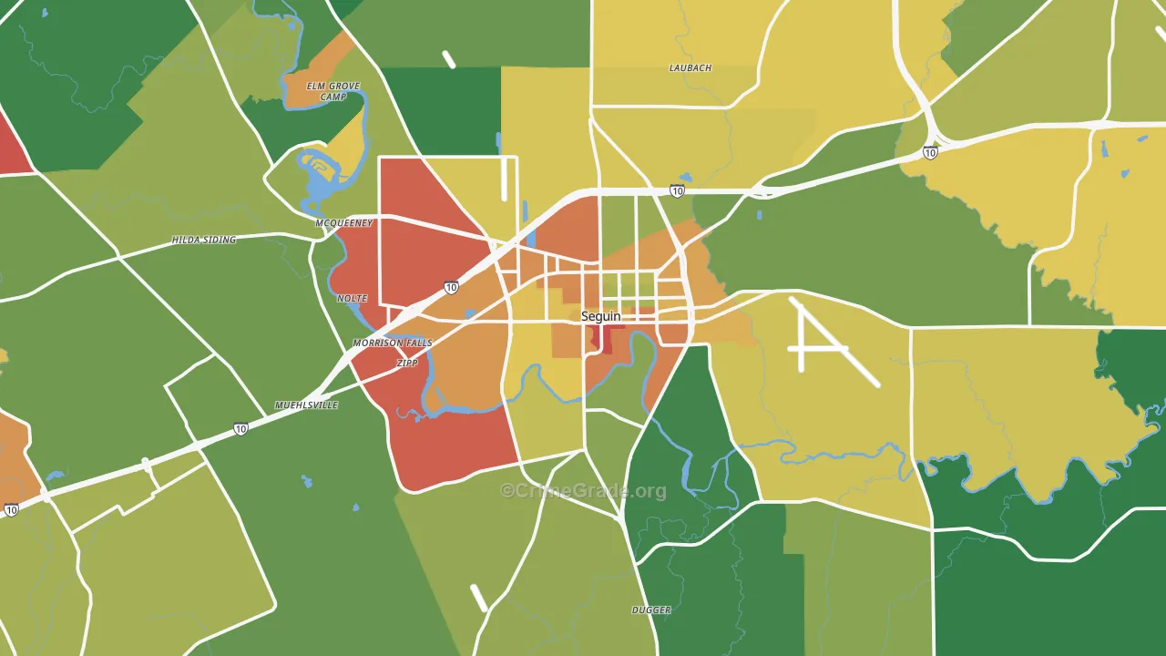 Seguin, TX Map of Assault Rates