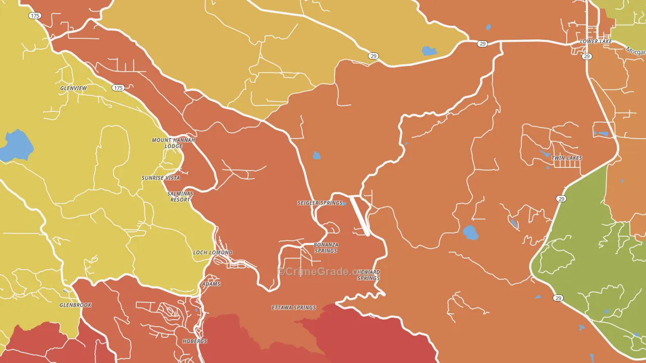 Seigler Springs, CA Map of Assault Rates