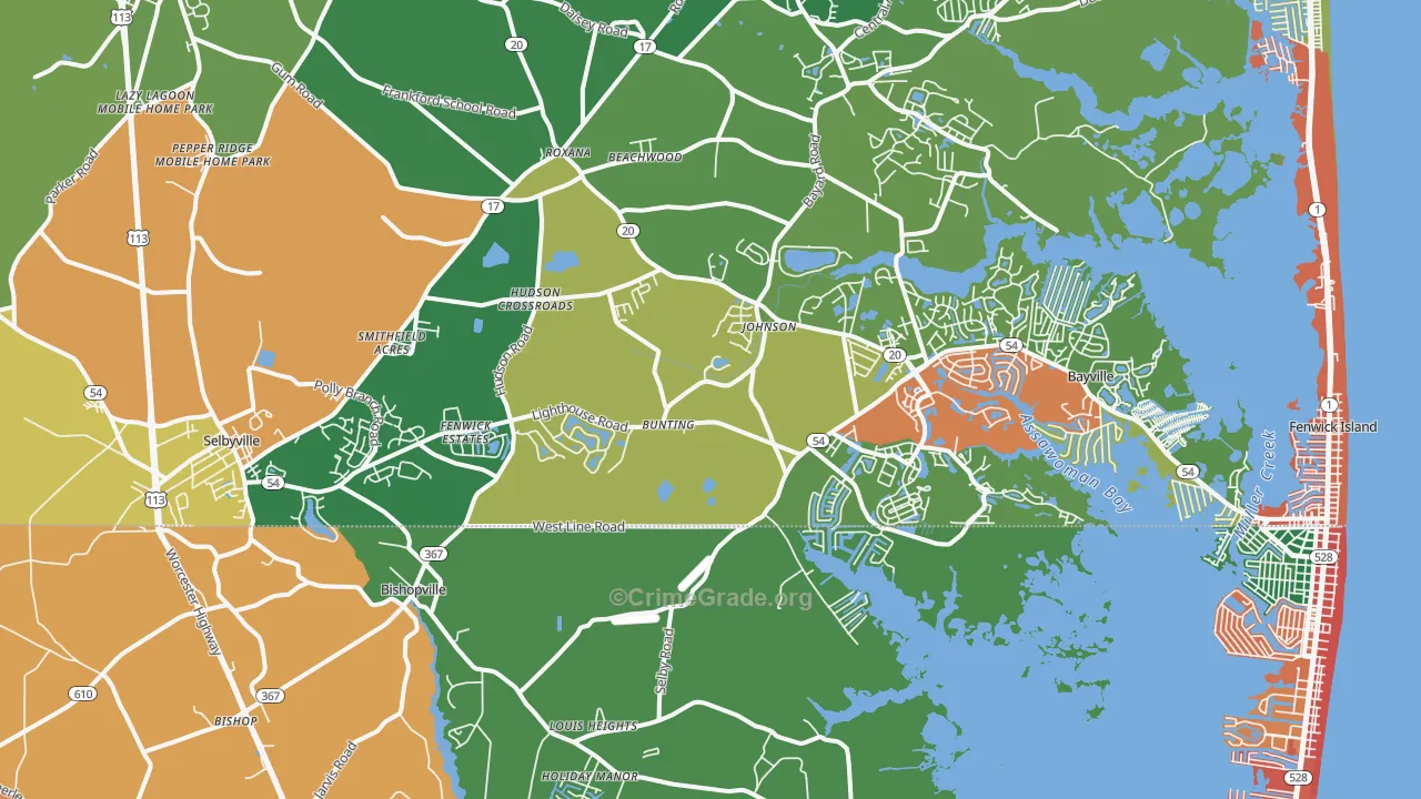 Selbyville, DE Map of Assault Rates