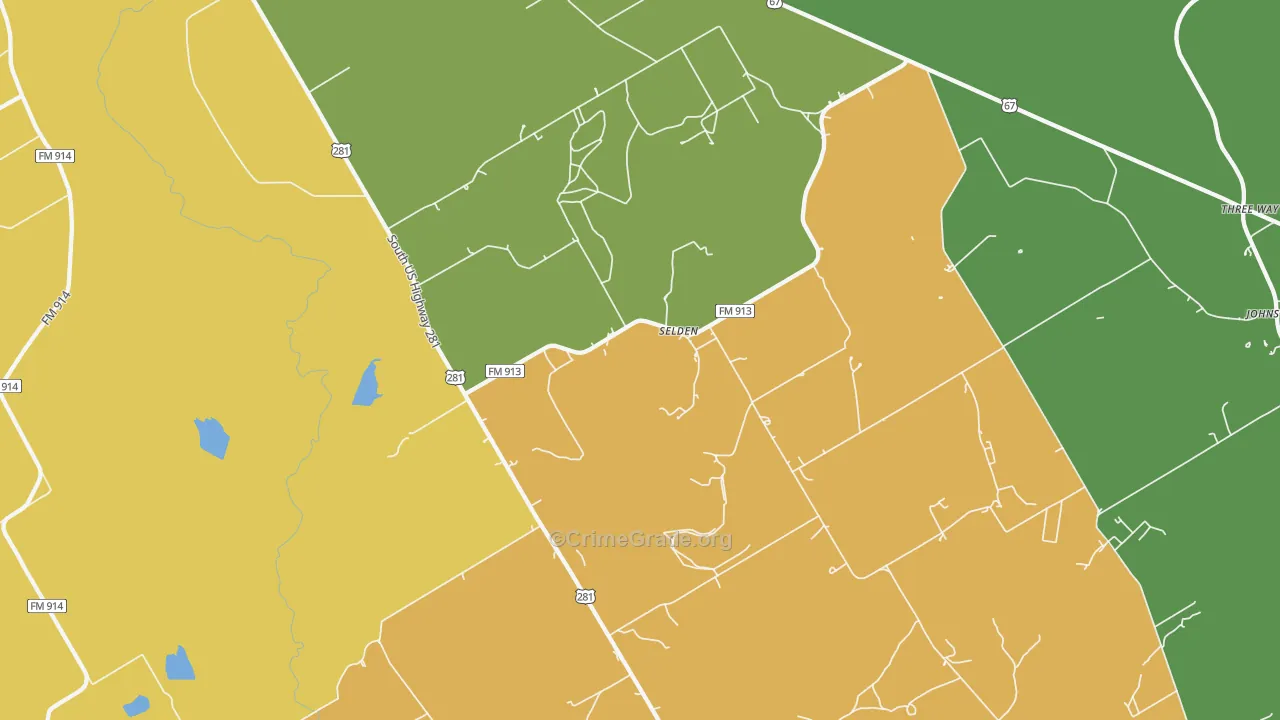 Selden, TX Map of Assault Rates