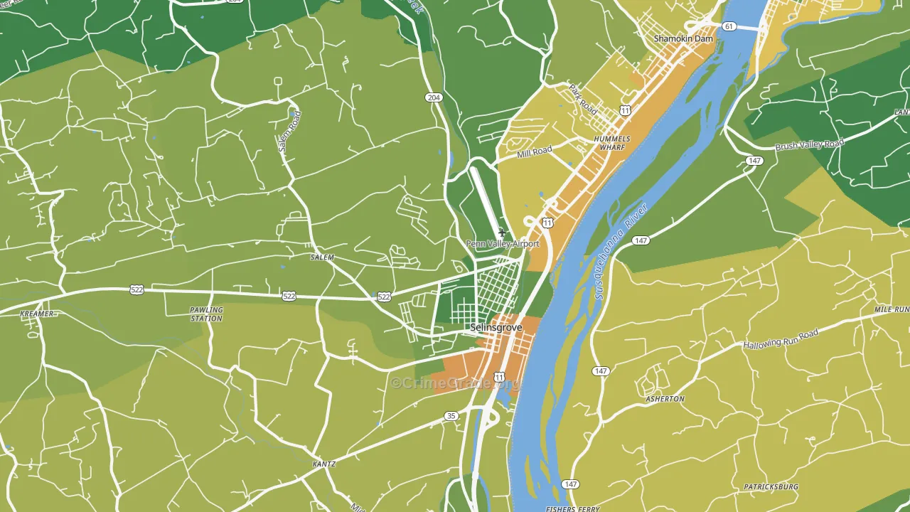 Selinsgrove, PA Map of Assault Rates