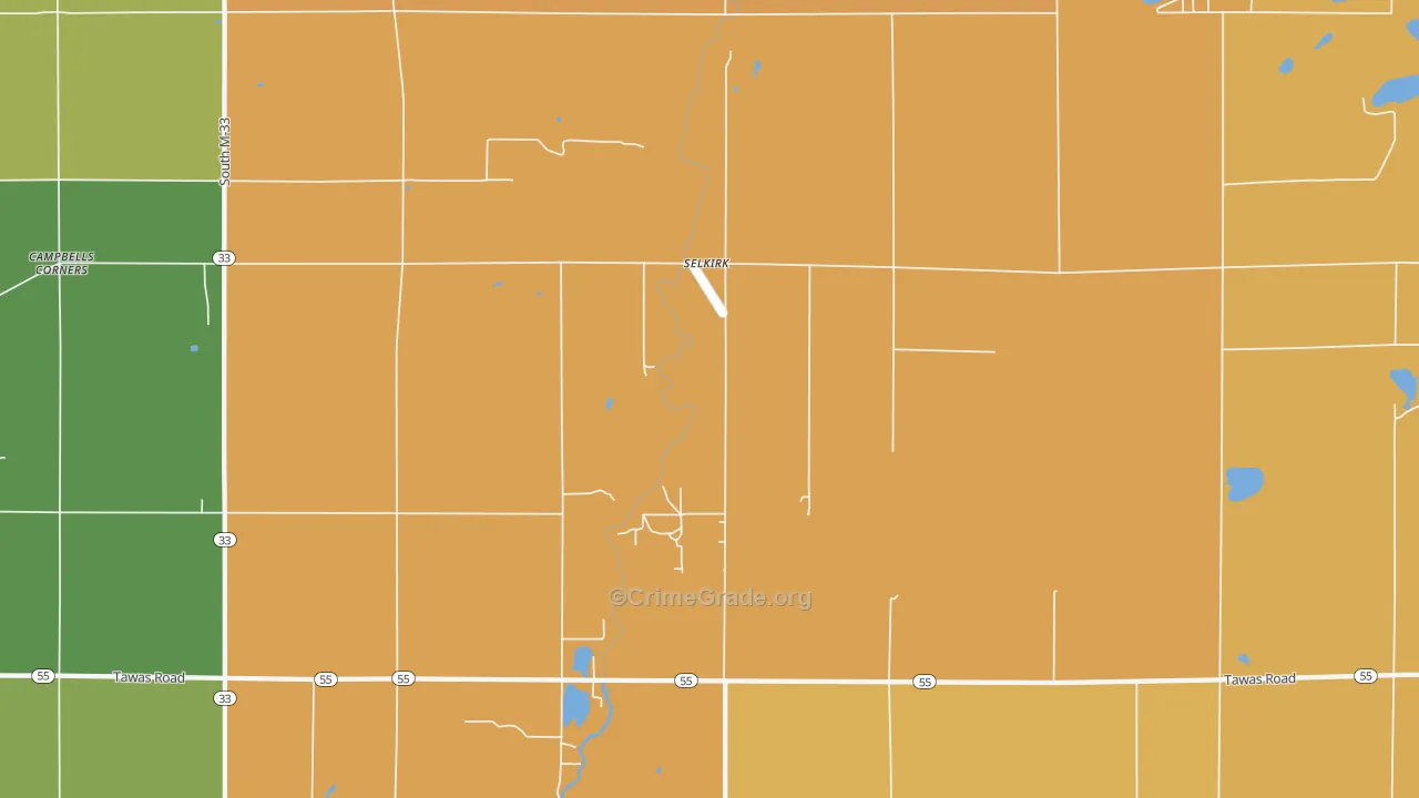 Selkirk, MI Map of Assault Rates