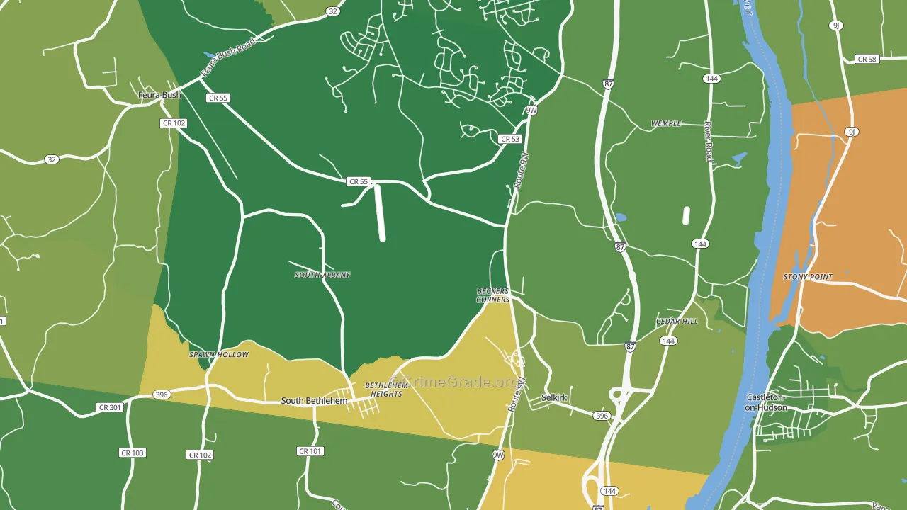 Selkirk, NY Map of Assault Rates