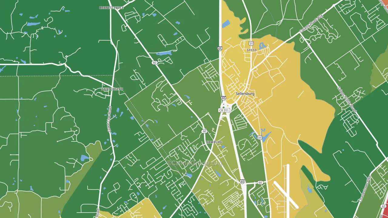 Sellersburg, IN Map of Assault Rates