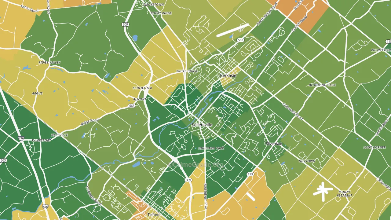 Sellersville, PA Map of Assault Rates