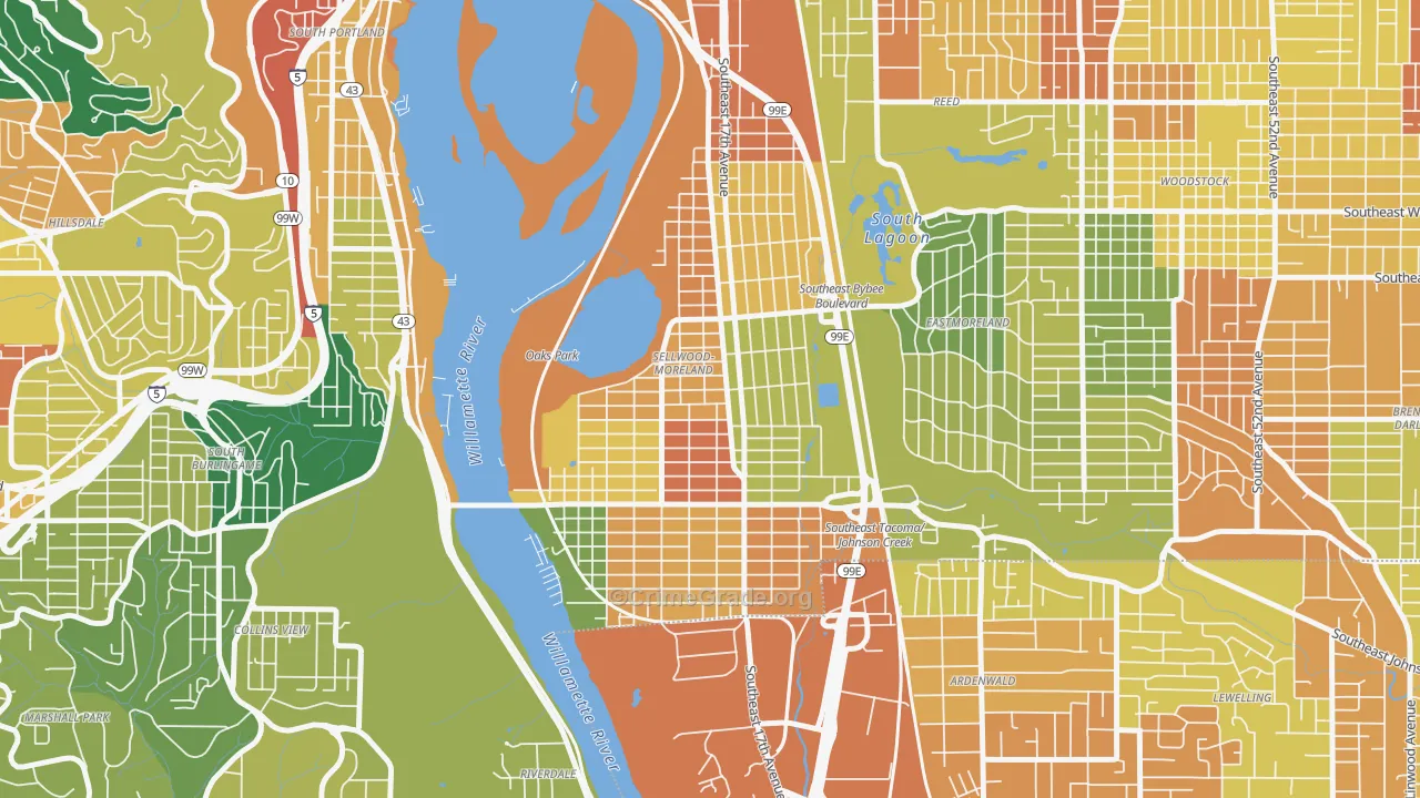 Sellwood-Moreland, Portland, OR Map of Assault Rates