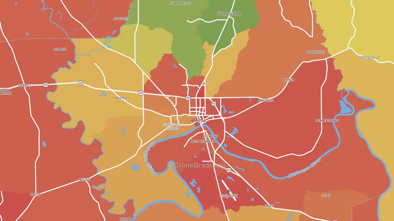 Selma, AL Map of Assault Rates