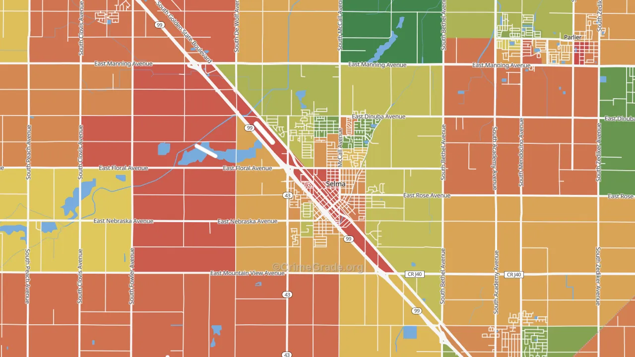 Selma, CA Map of Assault Rates