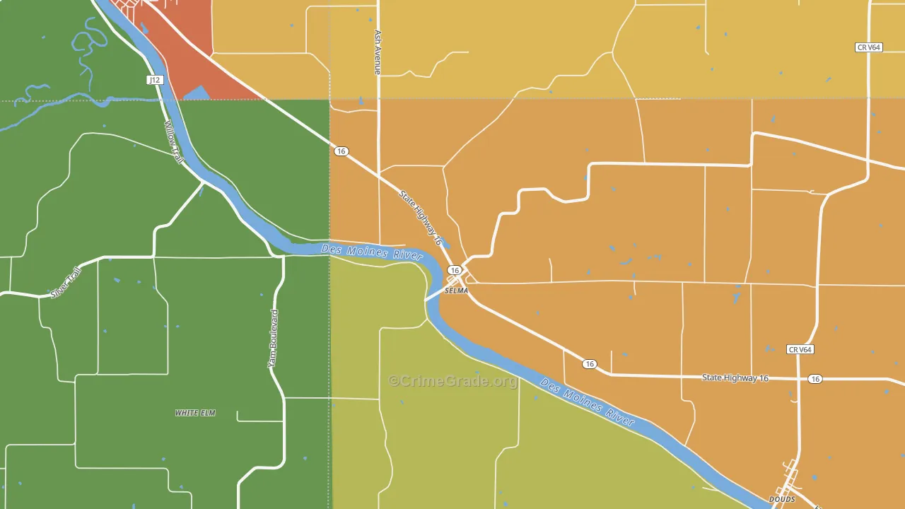 Selma, IA Map of Assault Rates