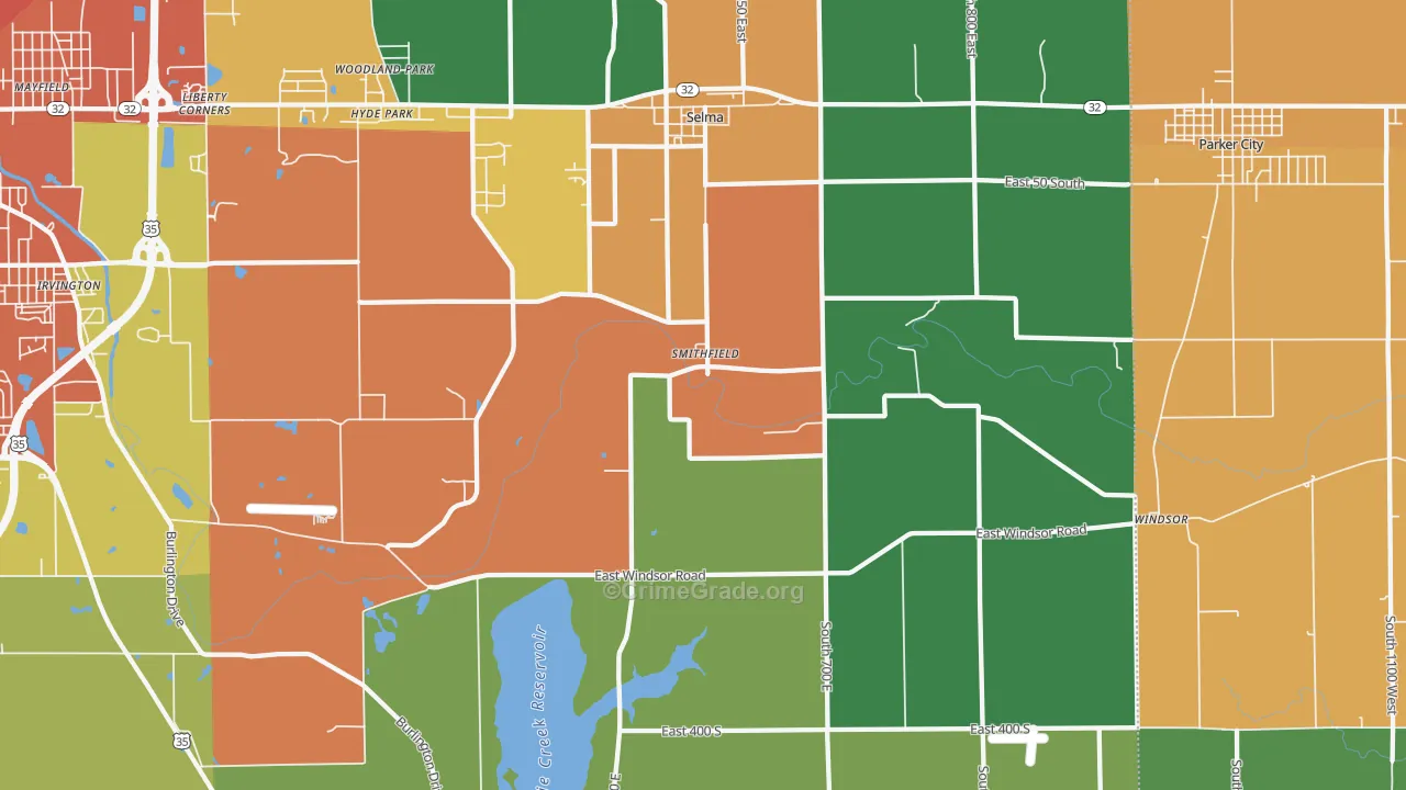 Selma, IN Map of Assault Rates