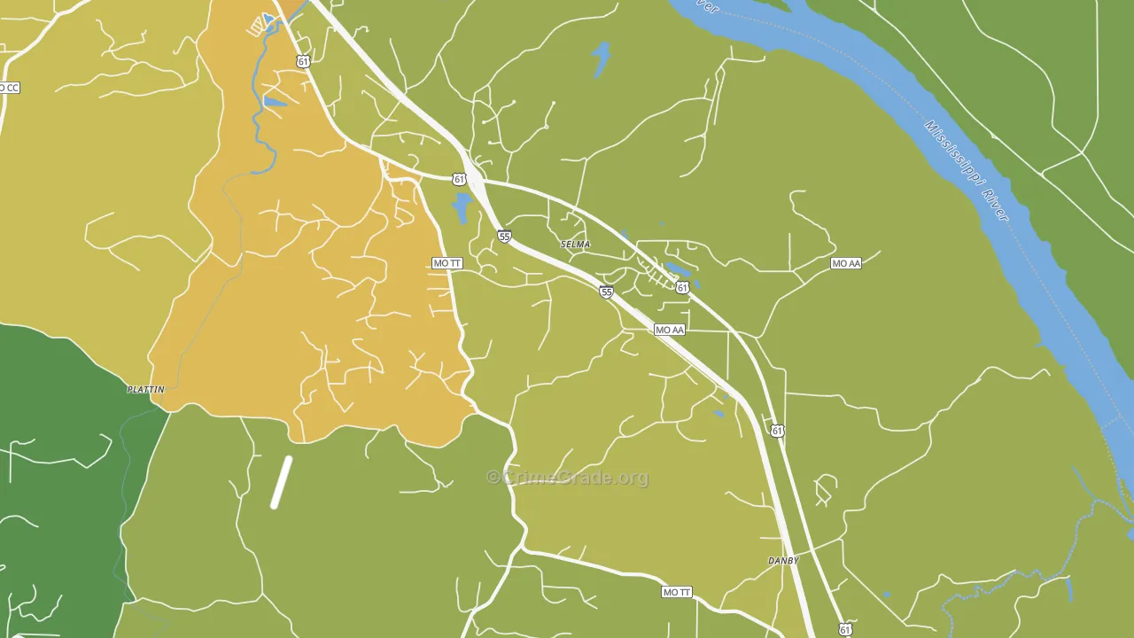 Selma, MO Map of Assault Rates