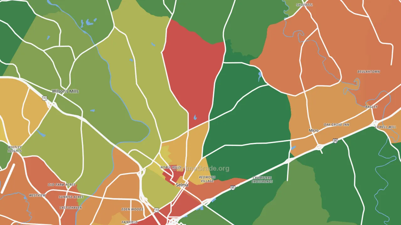 Selma, NC Map of Assault Rates