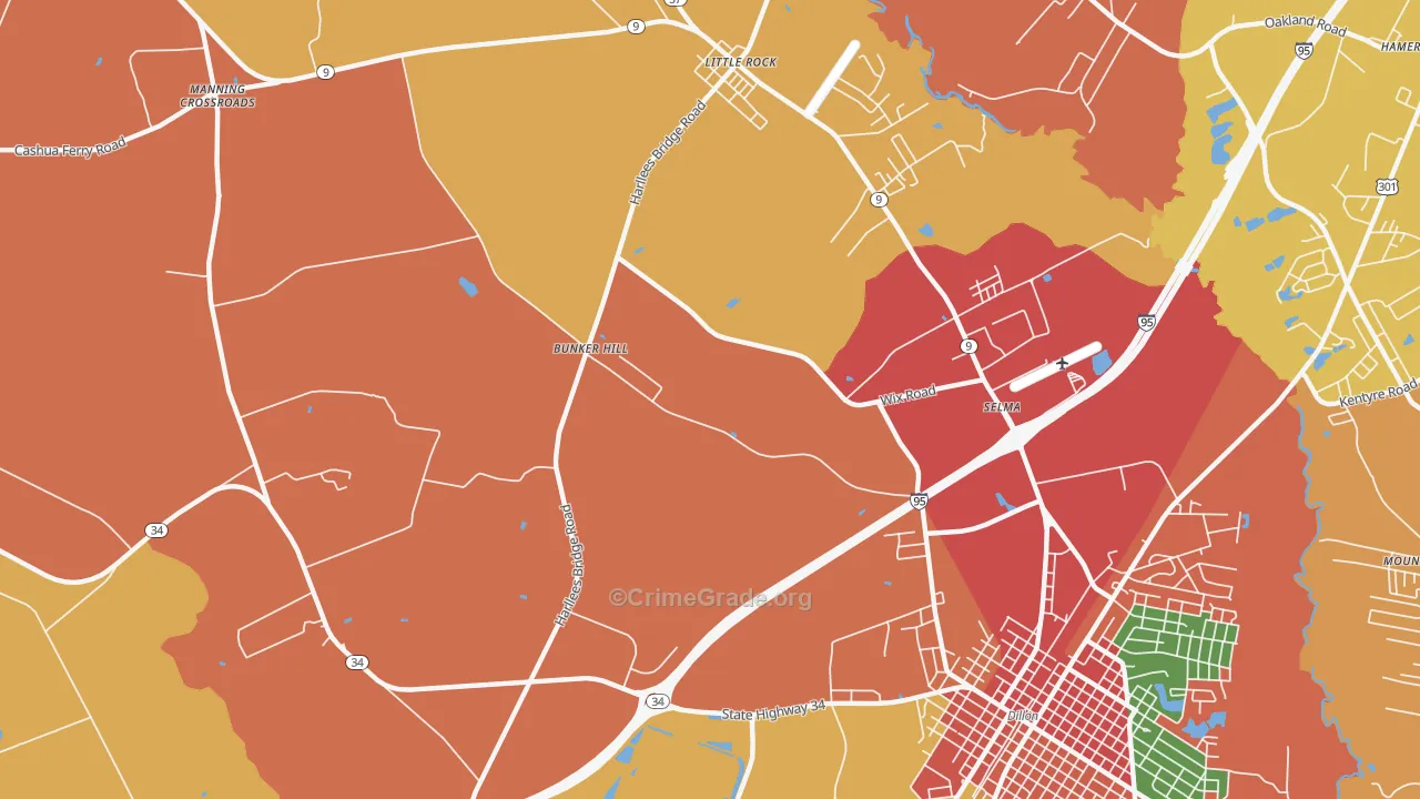 Selma, SC Map of Assault Rates