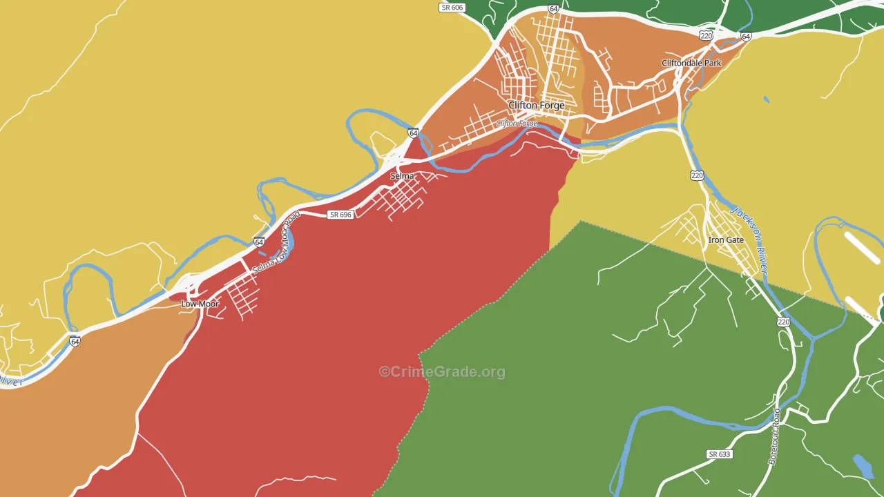 Selma, VA Map of Assault Rates