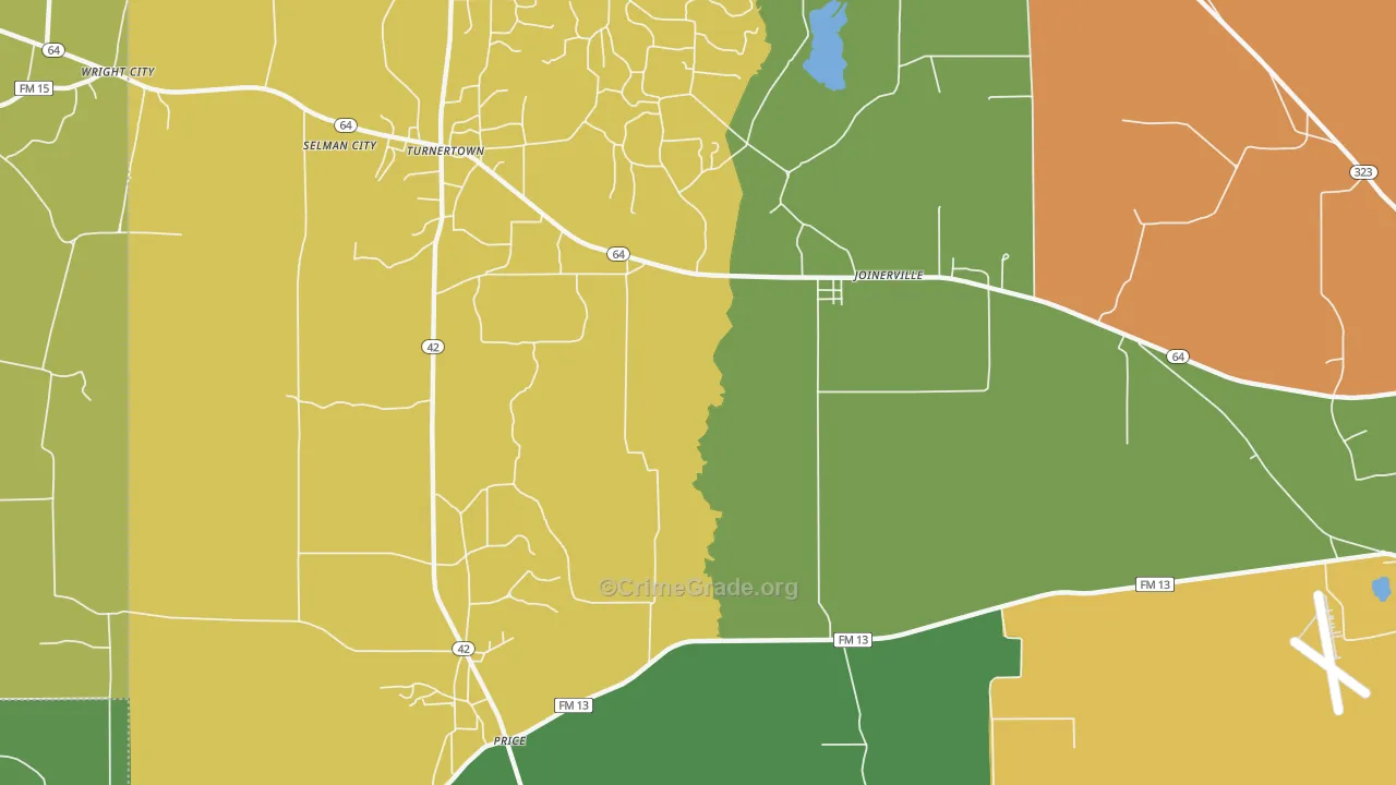 Selman City, TX Map of Assault Rates