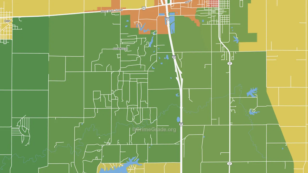 Selmaville, IL Map of Assault Rates