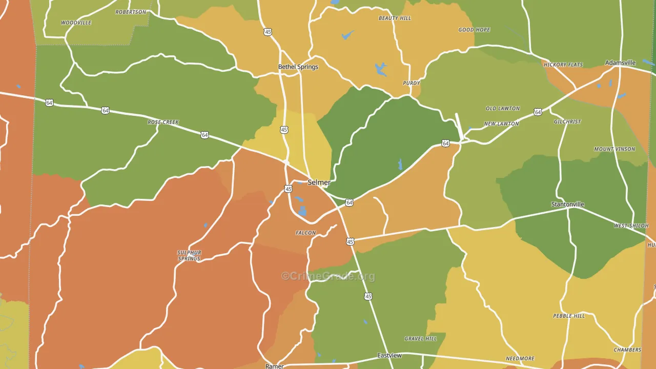 Selmer, TN Map of Assault Rates
