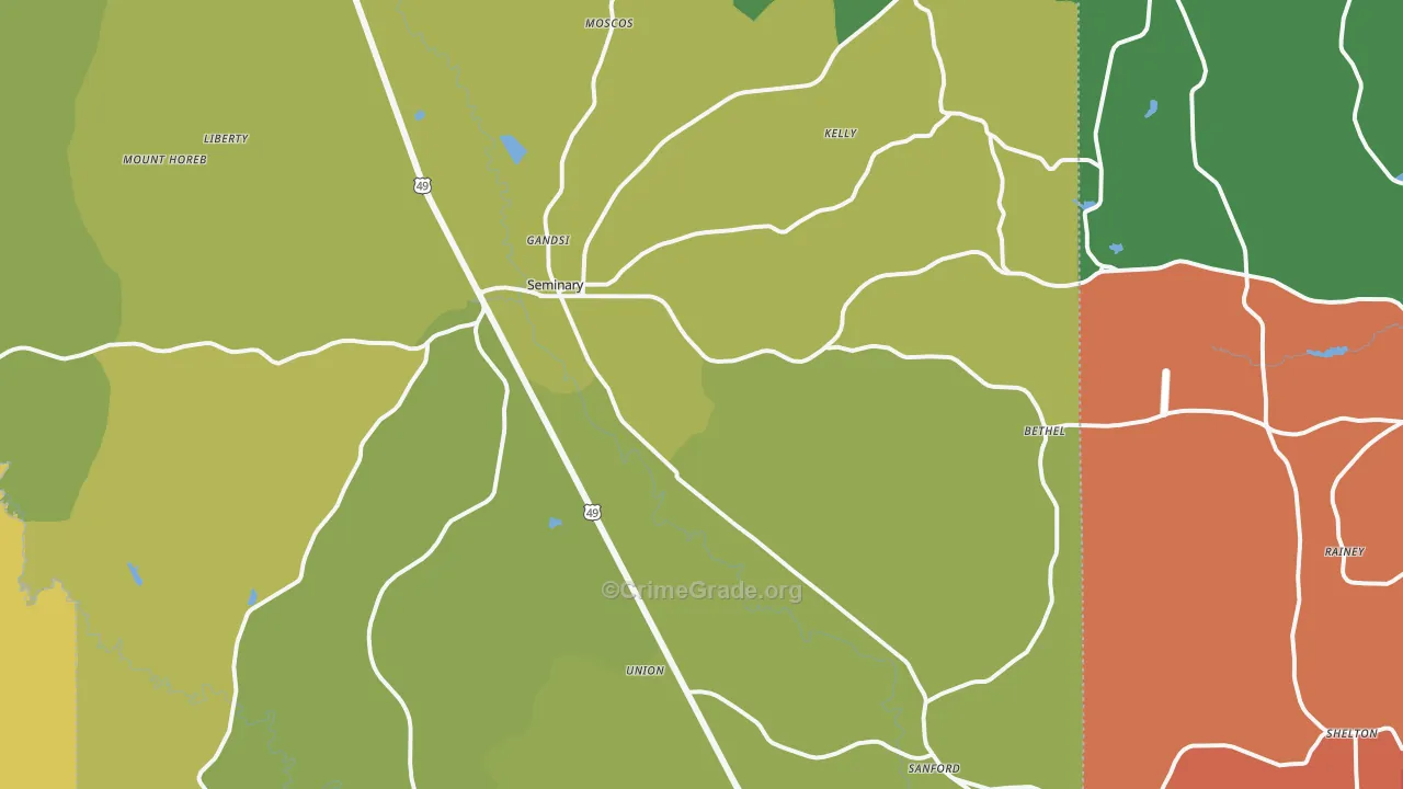 Seminary, MS Map of Assault Rates