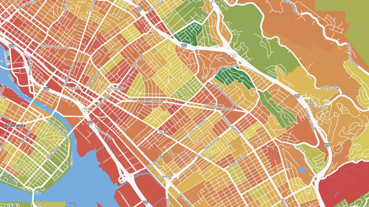 Seminary, Oakland, CA Map of Assault Rates