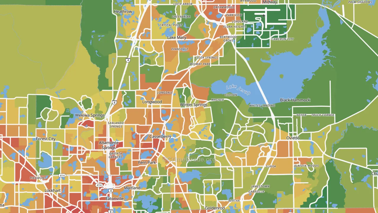 Seminole County, FL Map of Assault Rates