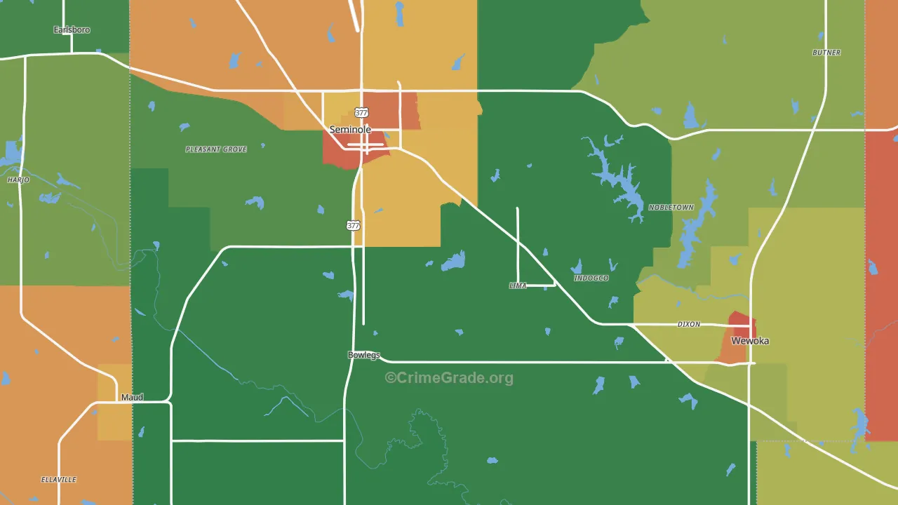 Seminole County, OK Map of Assault Rates