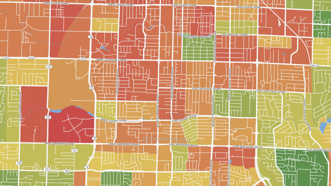 Seminole Holland, Springfield, MO Map of Assault Rates