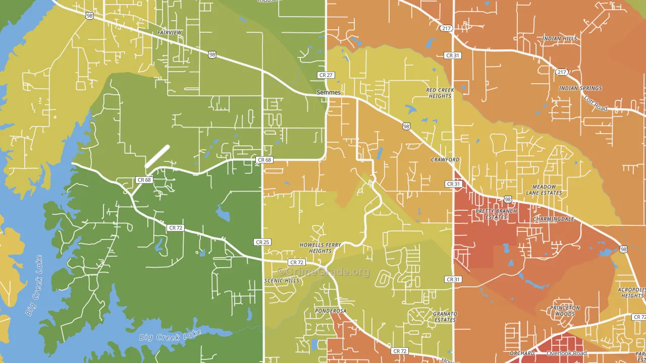 Semmes, AL Map of Assault Rates