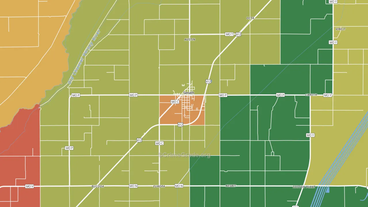 Senath, MO Map of Assault Rates
