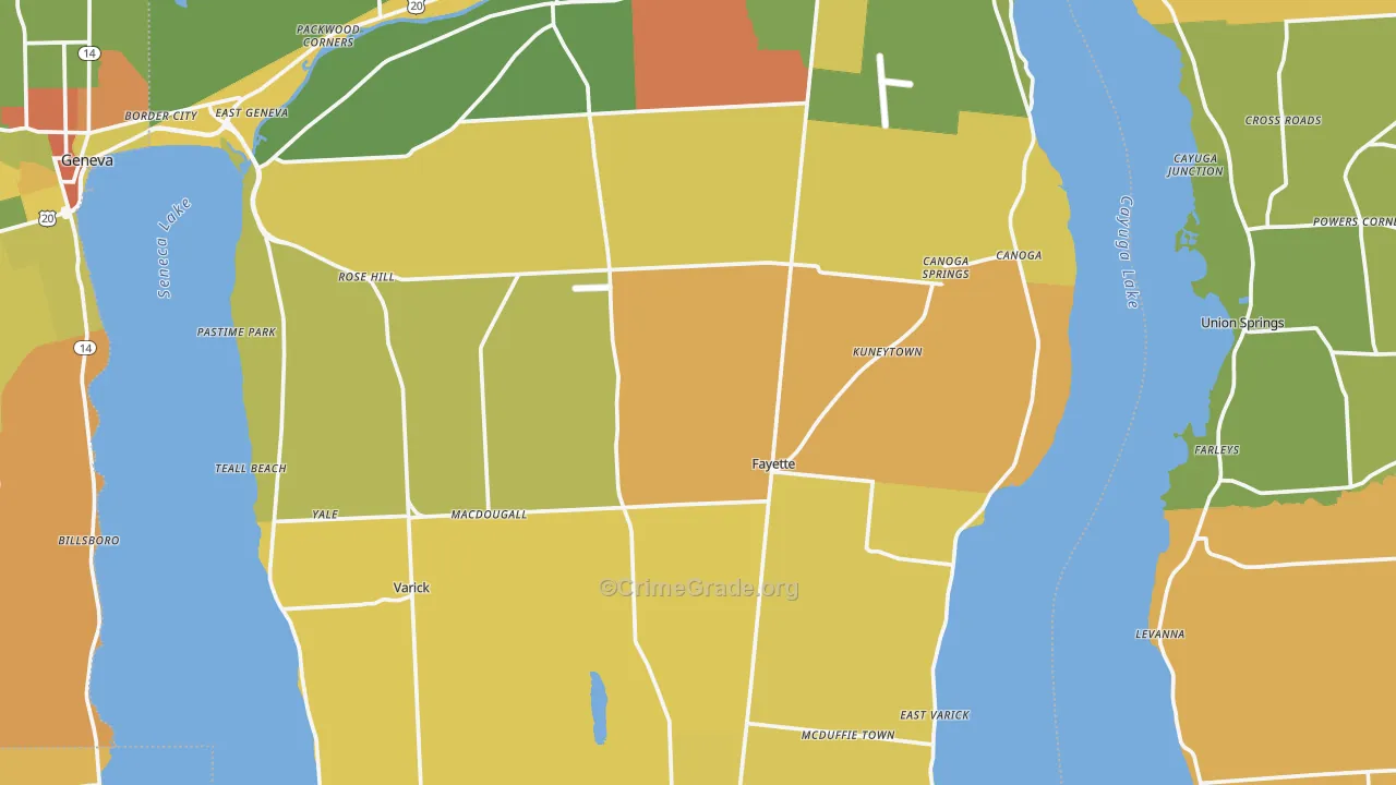 Seneca County, NY Map of Assault Rates