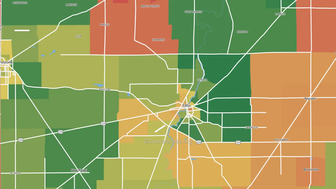 Seneca County, OH Map of Assault Rates