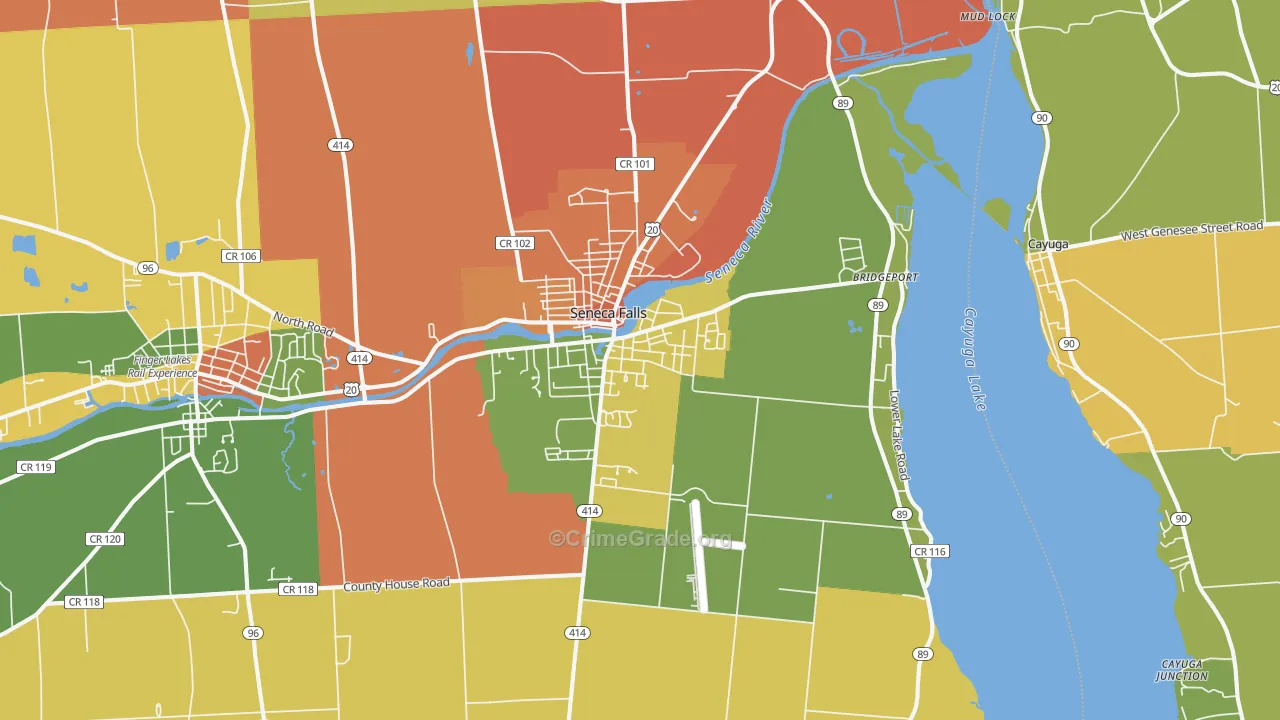 Seneca Falls, NY Map of Assault Rates