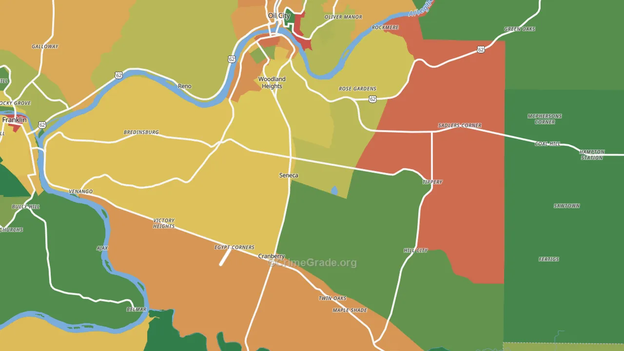 Seneca, PA Map of Assault Rates
