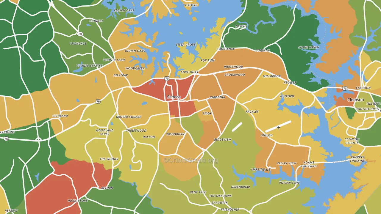 Seneca, SC Map of Assault Rates