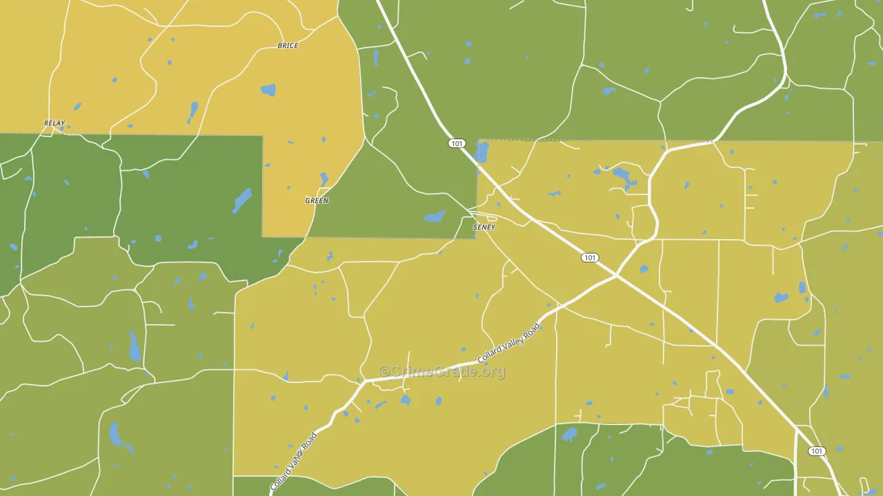 Seney, GA Map of Assault Rates