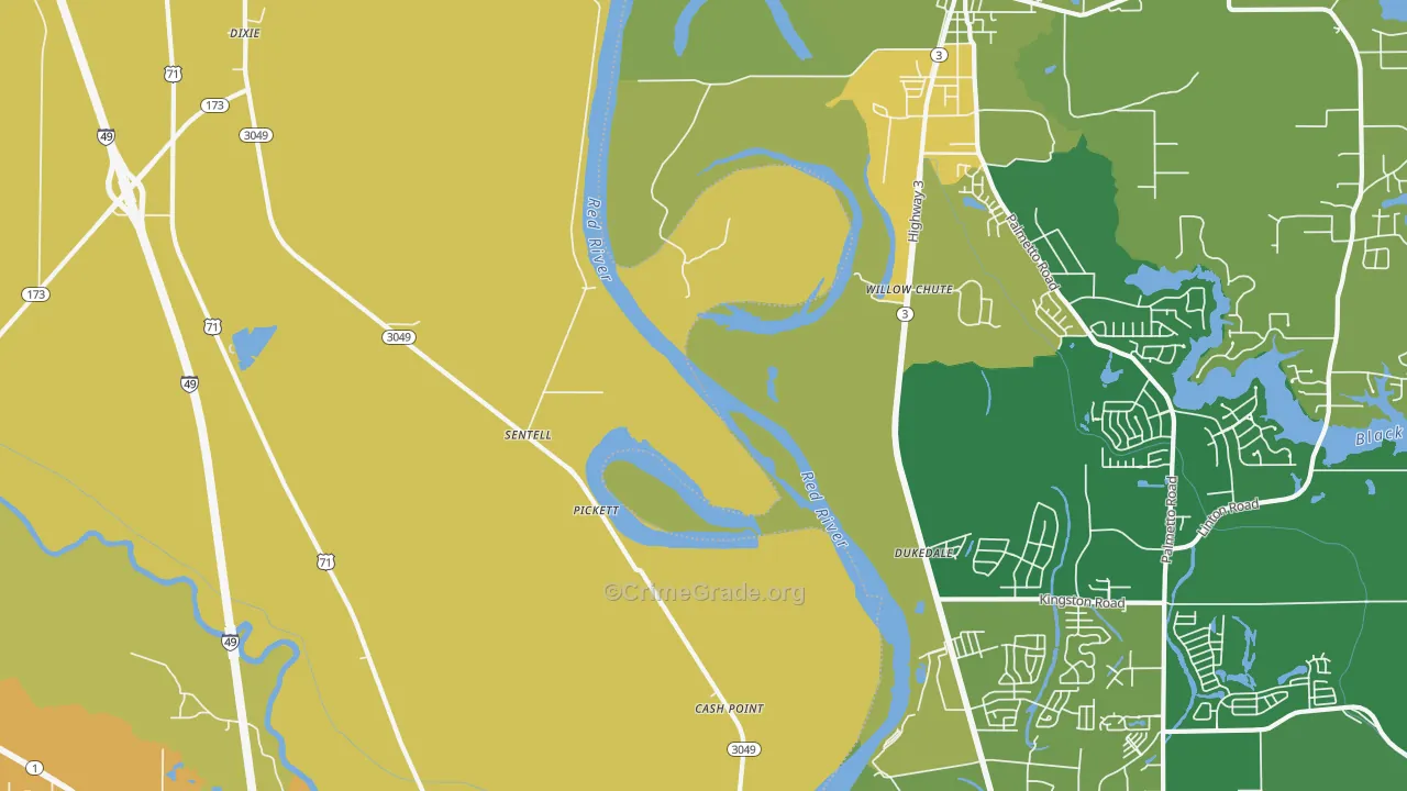 Sentell, LA Map of Assault Rates