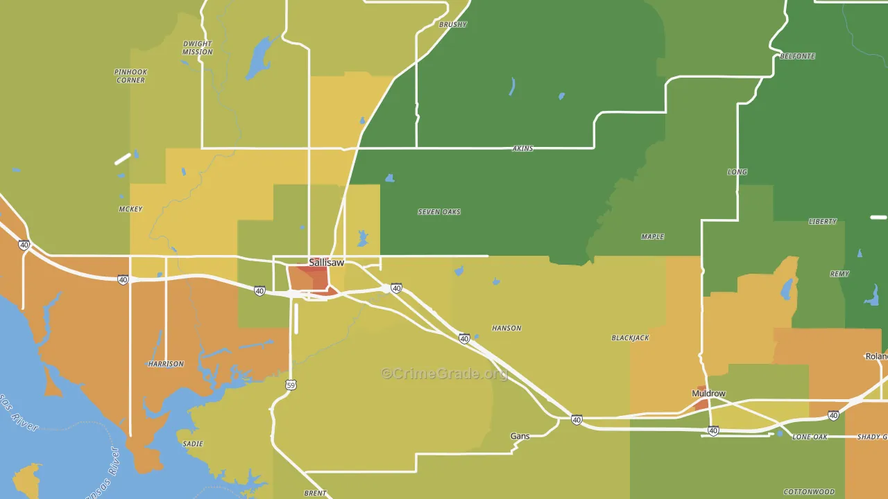 Sequoyah County, OK Map of Assault Rates
