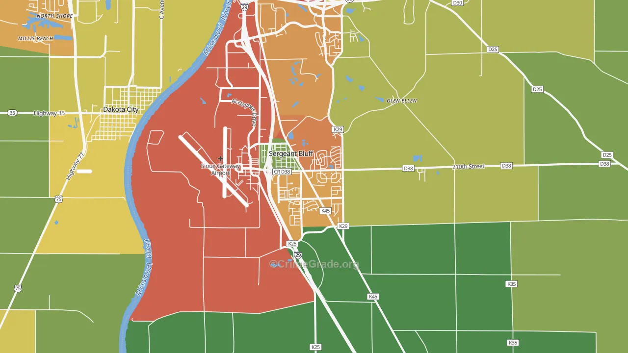 Sergeant Bluff, IA Map of Assault Rates