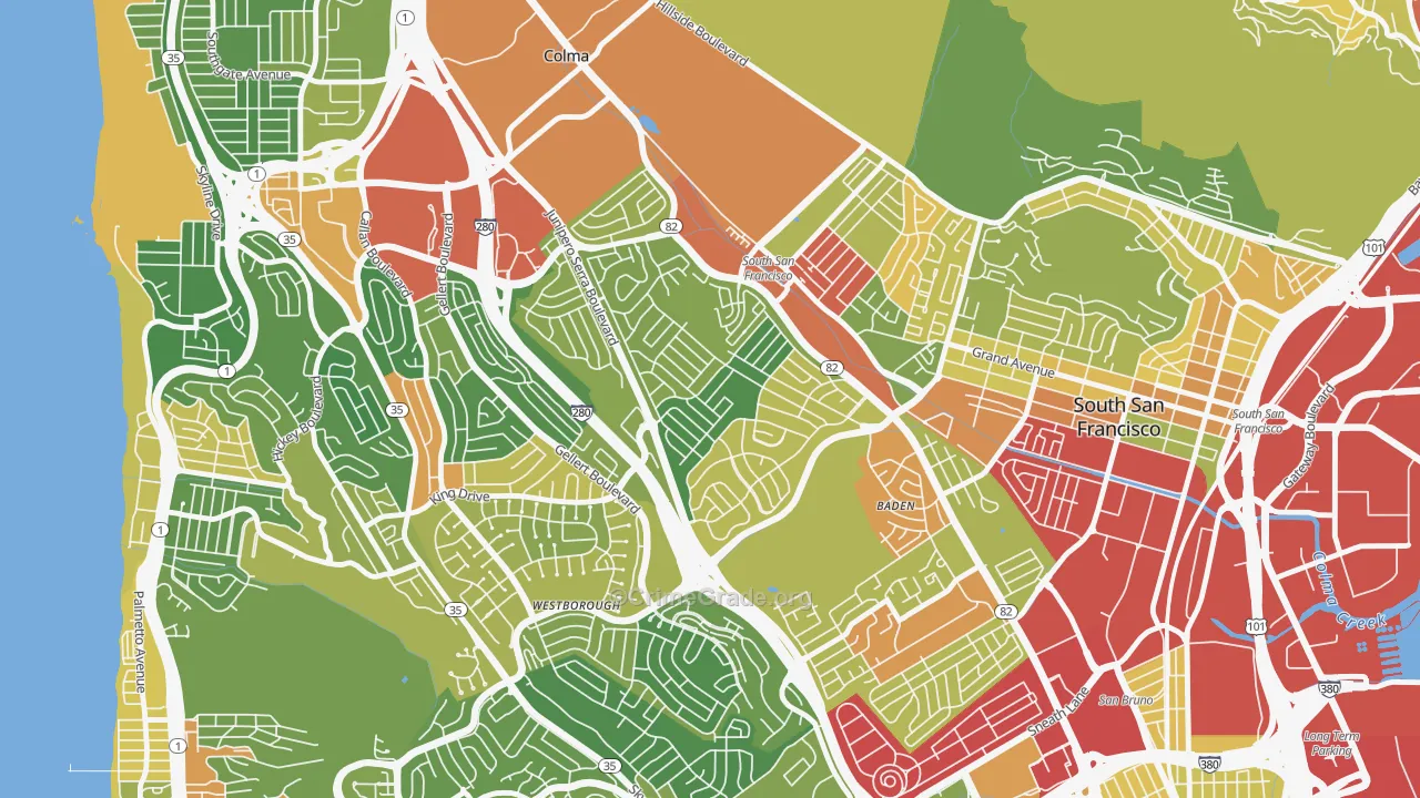 Serra Highlands, South San Francisco, CA Map of Assault Rates