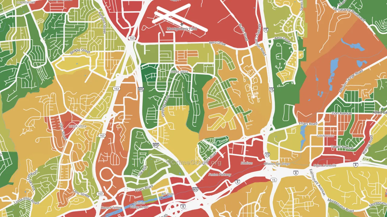 Serra Mesa, San Diego, CA Map of Assault Rates