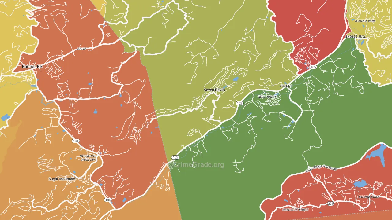 Seven Devils, NC Map of Assault Rates
