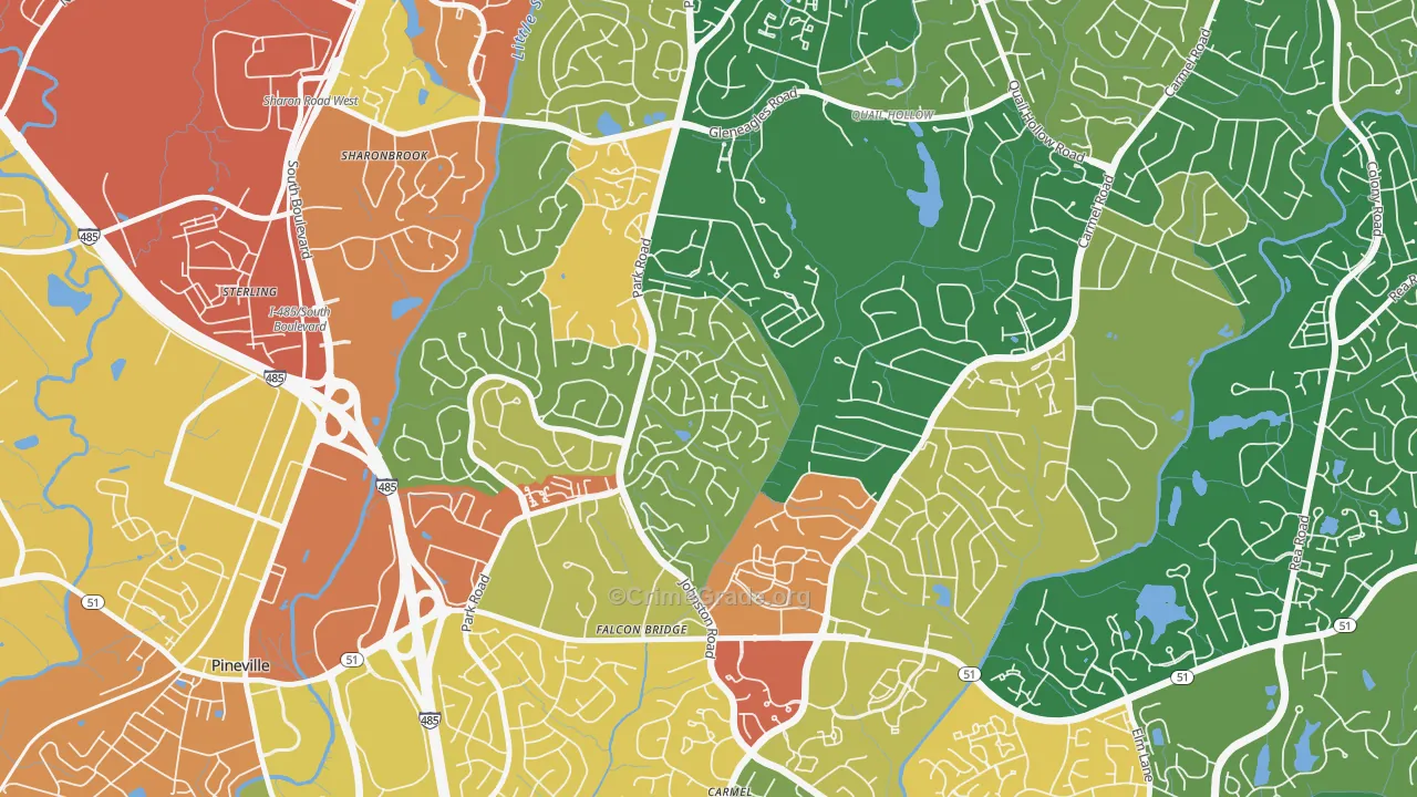 Seven Eagles, Charlotte, NC Map of Assault Rates