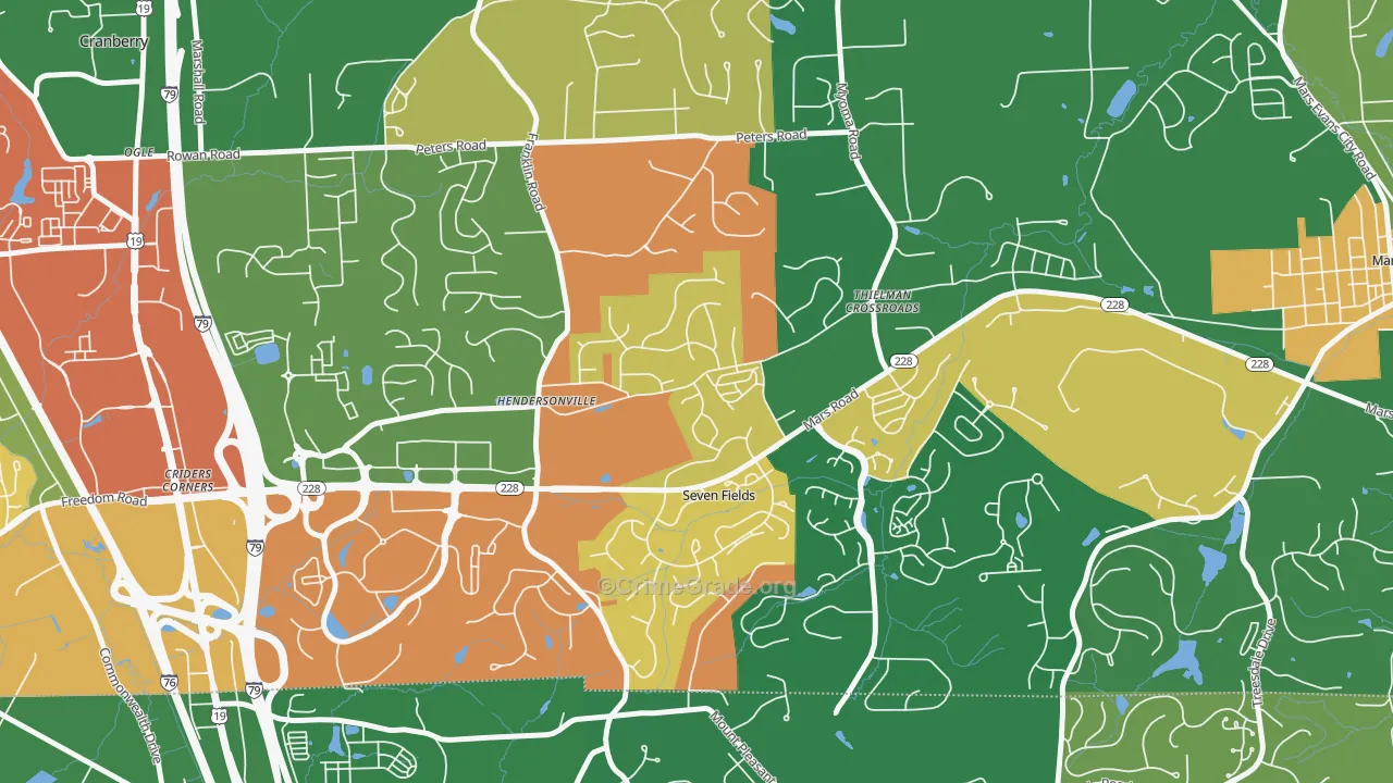 Seven Fields, PA Map of Assault Rates