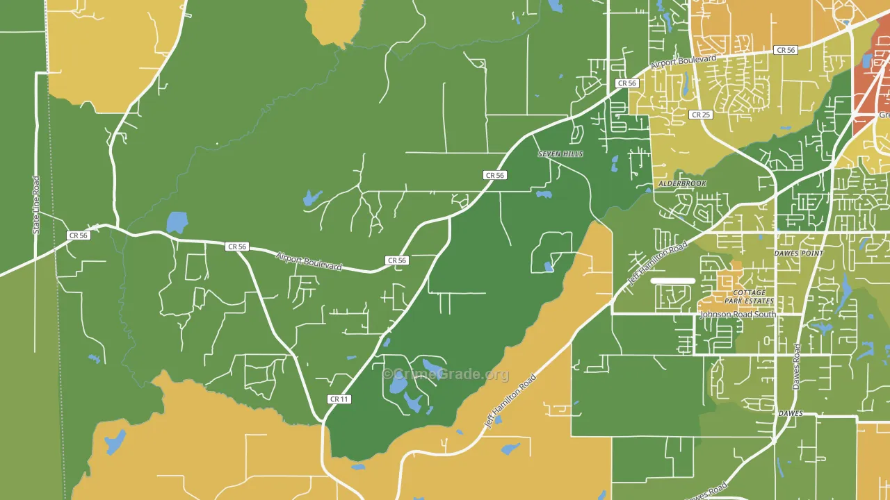 Seven Hills, AL Map of Assault Rates