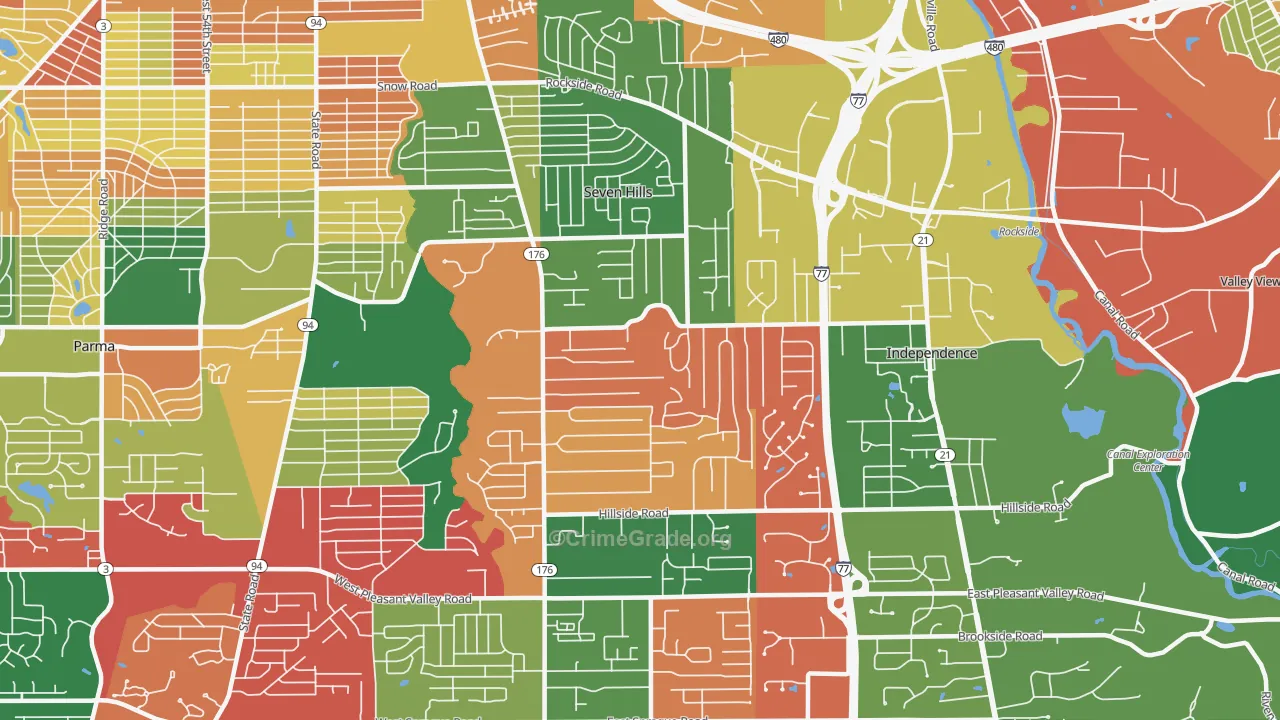 Seven Hills, OH Map of Assault Rates