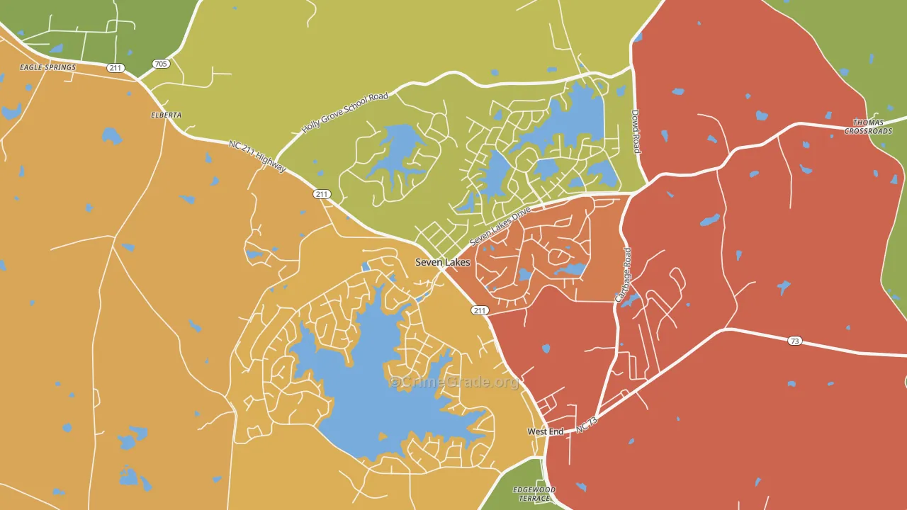 Seven Lakes, NC Map of Assault Rates