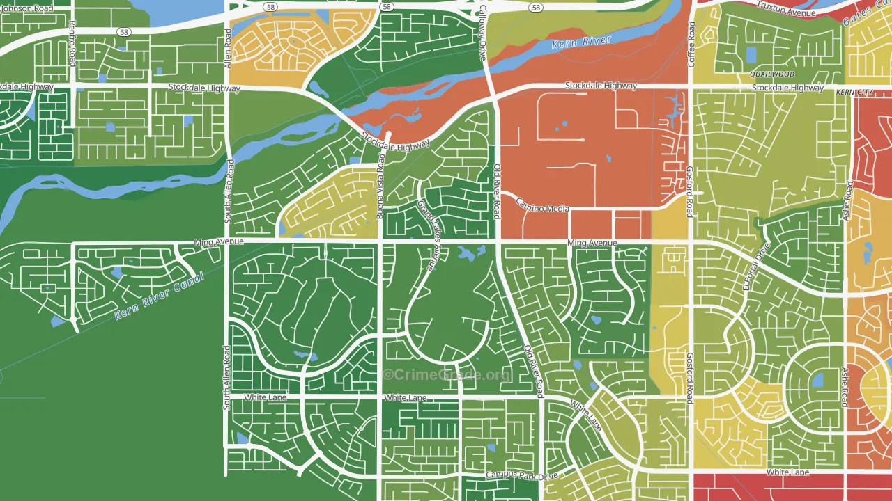 Seven Oaks, Bakersfield, CA Map of Assault Rates