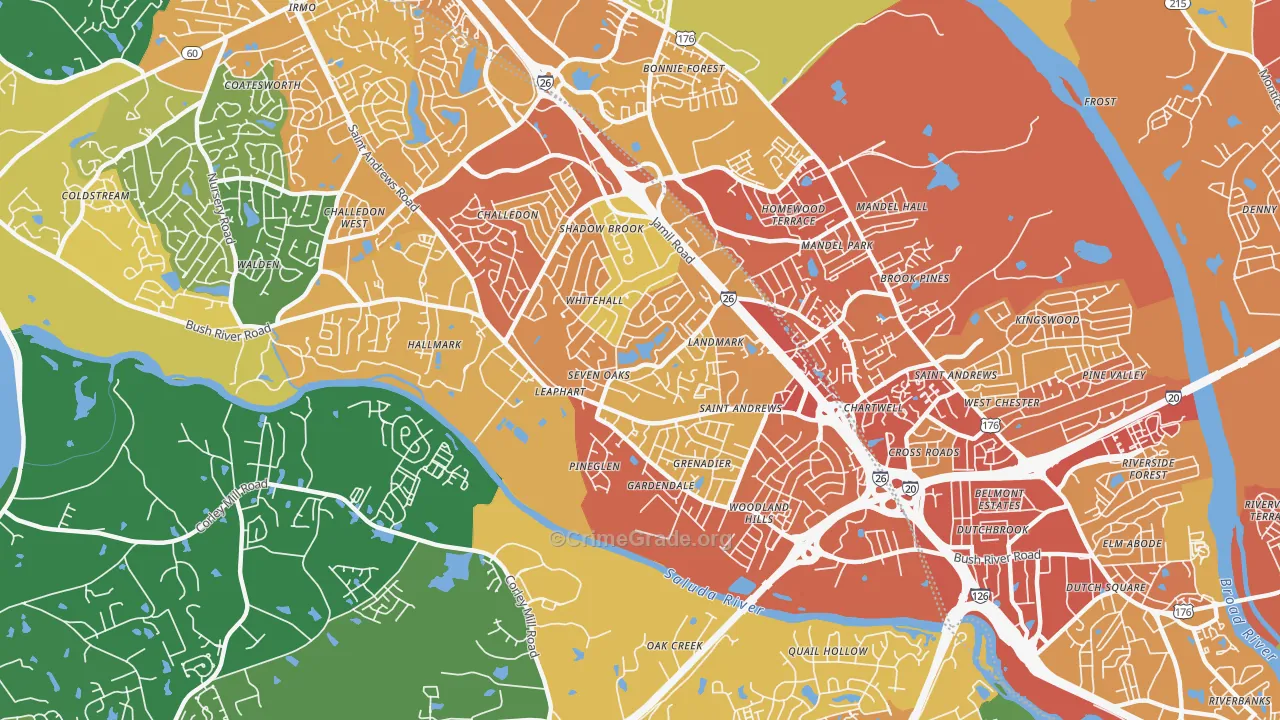 Seven Oaks, SC Map of Assault Rates
