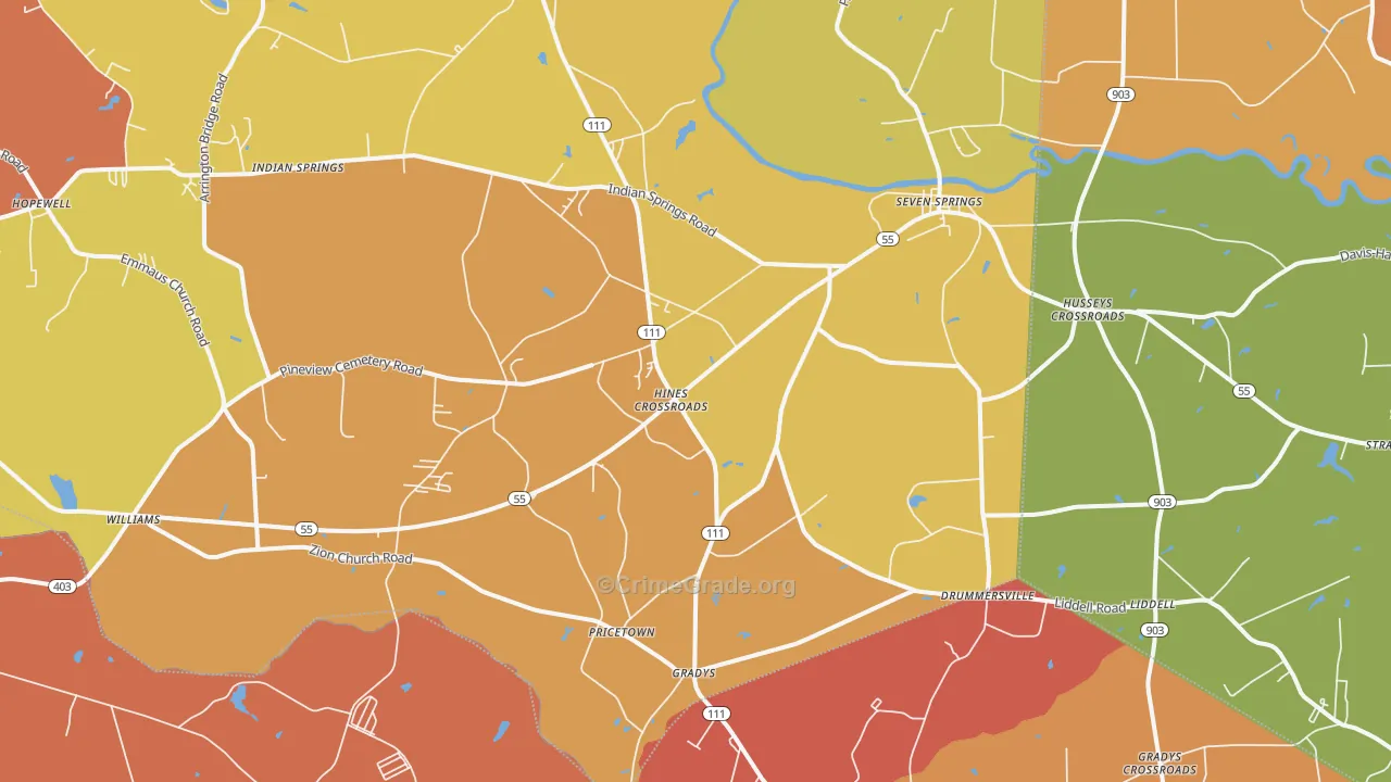 Seven Springs, NC Map of Assault Rates